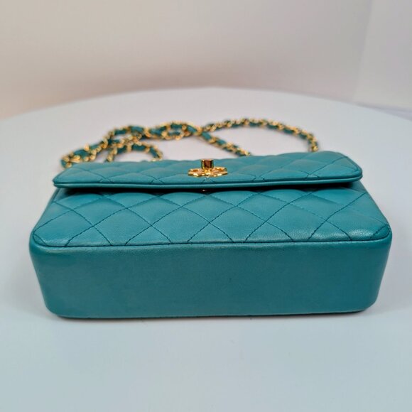 Chanel Vintage Teal Mini Rectangular Flap Bag - Picture 6 of 16